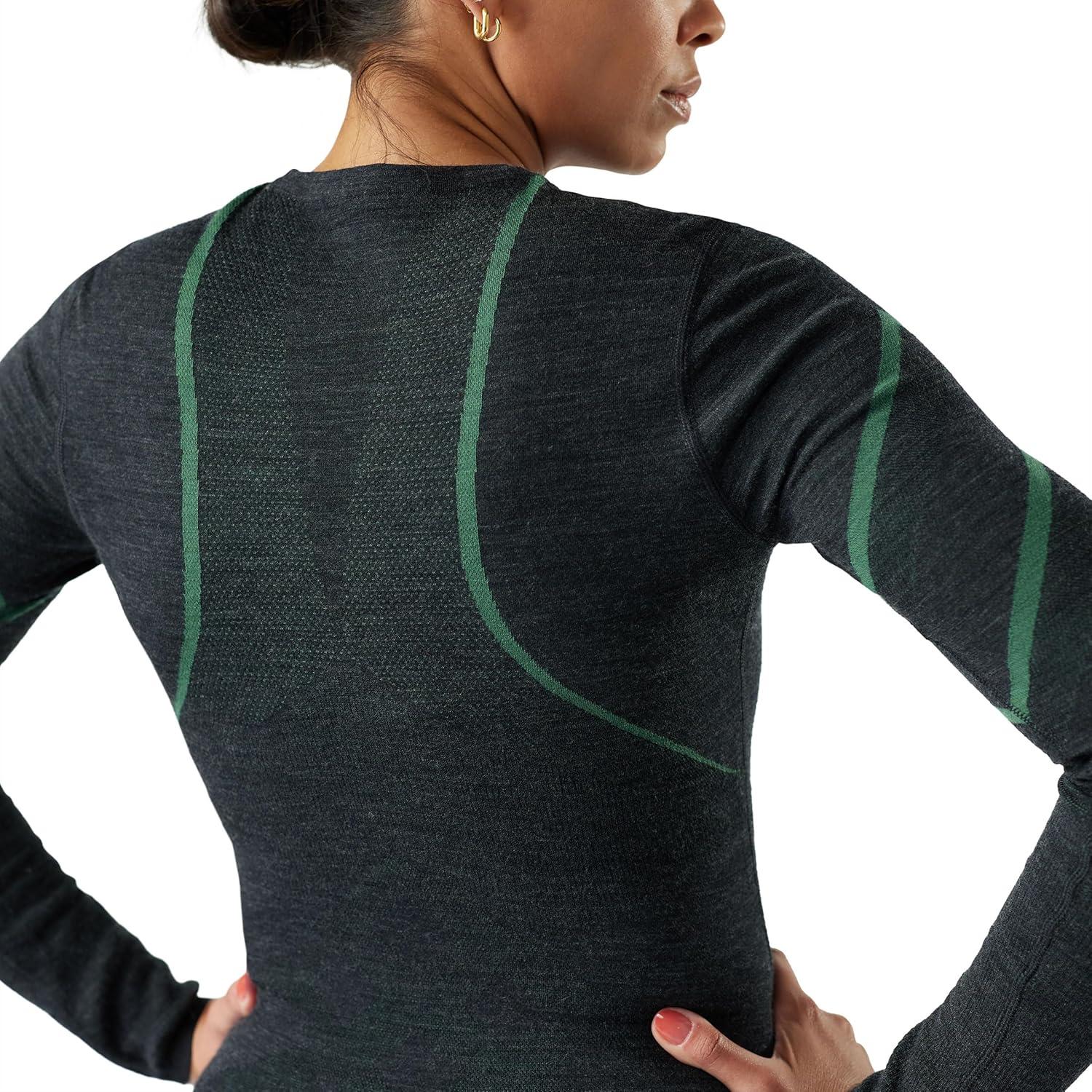 image:imageSmartwool Womens Intraknit Thermal Merino Base Layer Crew Breathable Merino Wool Long Sleeve ShirtCharcoalzen Green
