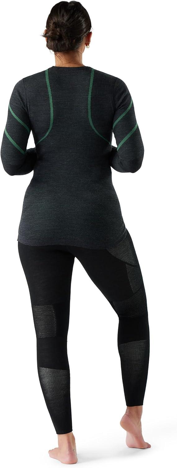 image:imageSmartwool Womens Intraknit Thermal Merino Base Layer Crew Breathable Merino Wool Long Sleeve ShirtCharcoalzen Green