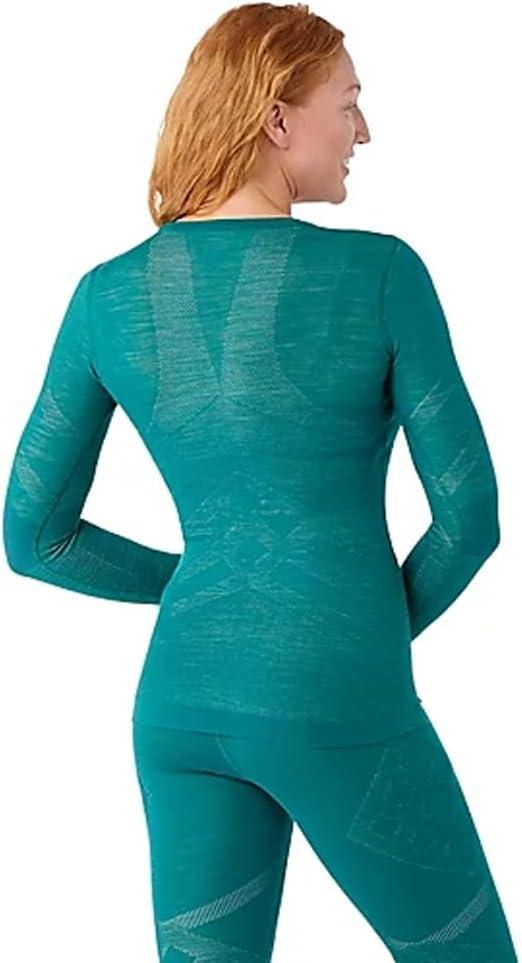 image:imageSmartwool Womens Intraknit Thermal Merino Base Layer Crew Breathable Merino Wool Long Sleeve ShirtEmeraldwhite