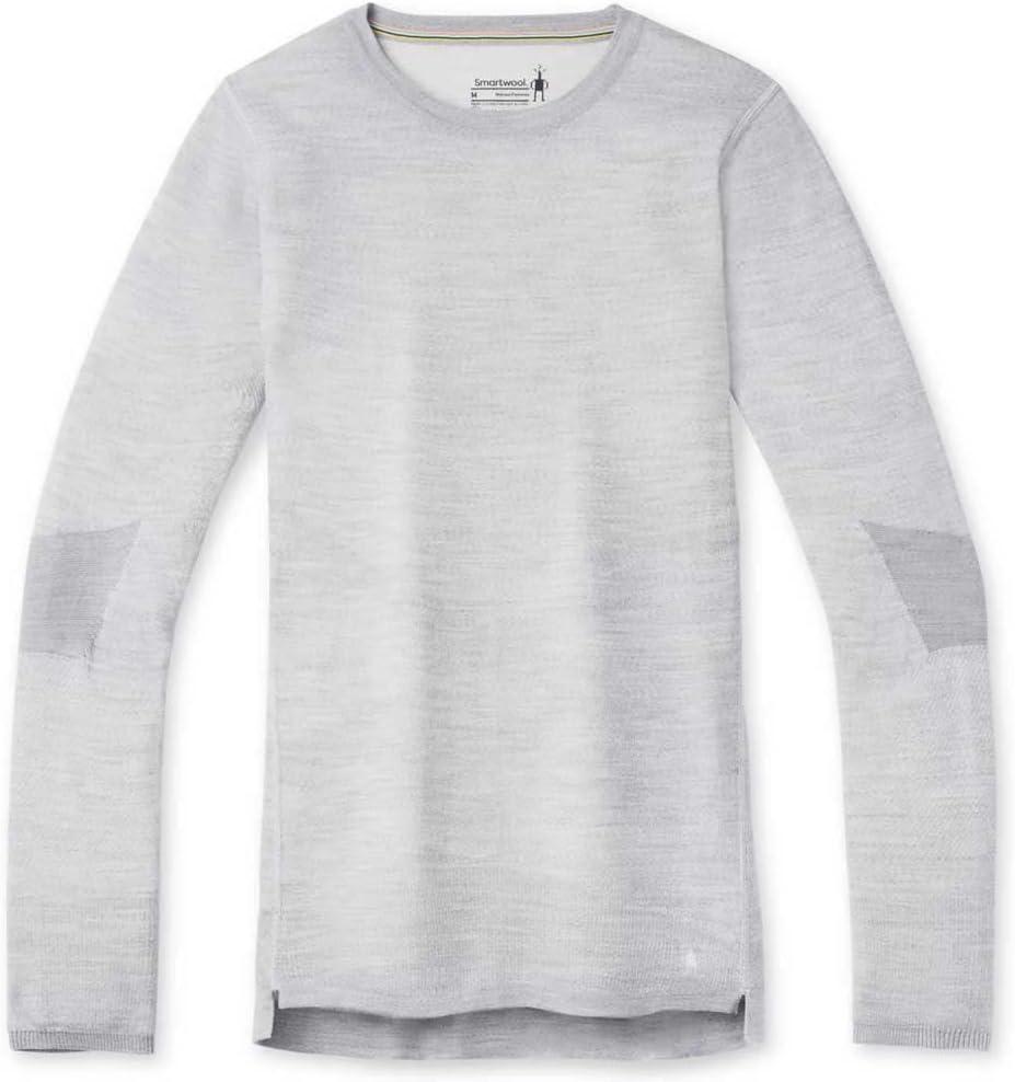 image:imageSmartwool Womens Intraknit Thermal Merino Base Layer Crew Breathable Merino Wool Long Sleeve ShirtLight Gray Heatherwhite