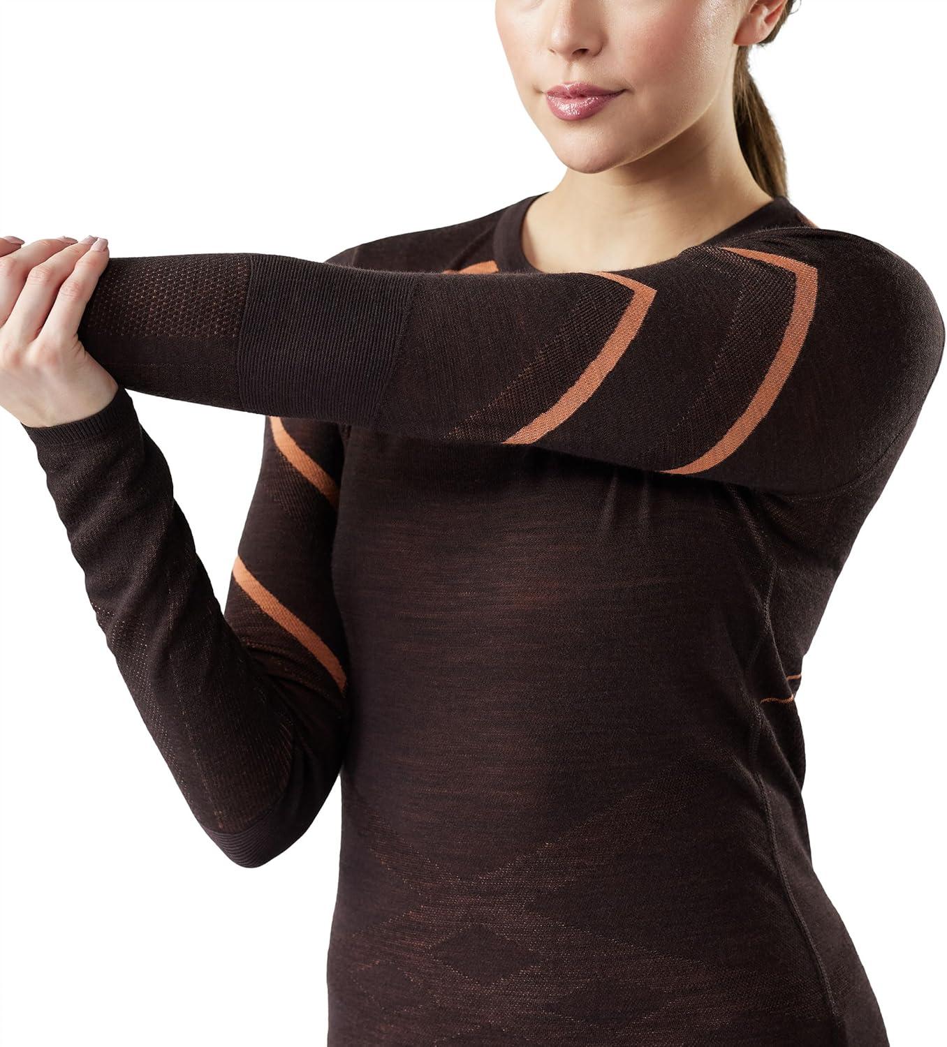 image:imageSmartwool Womens Intraknit Thermal Merino Base Layer Crew Breathable Merino Wool Long Sleeve ShirtMinkterracotta