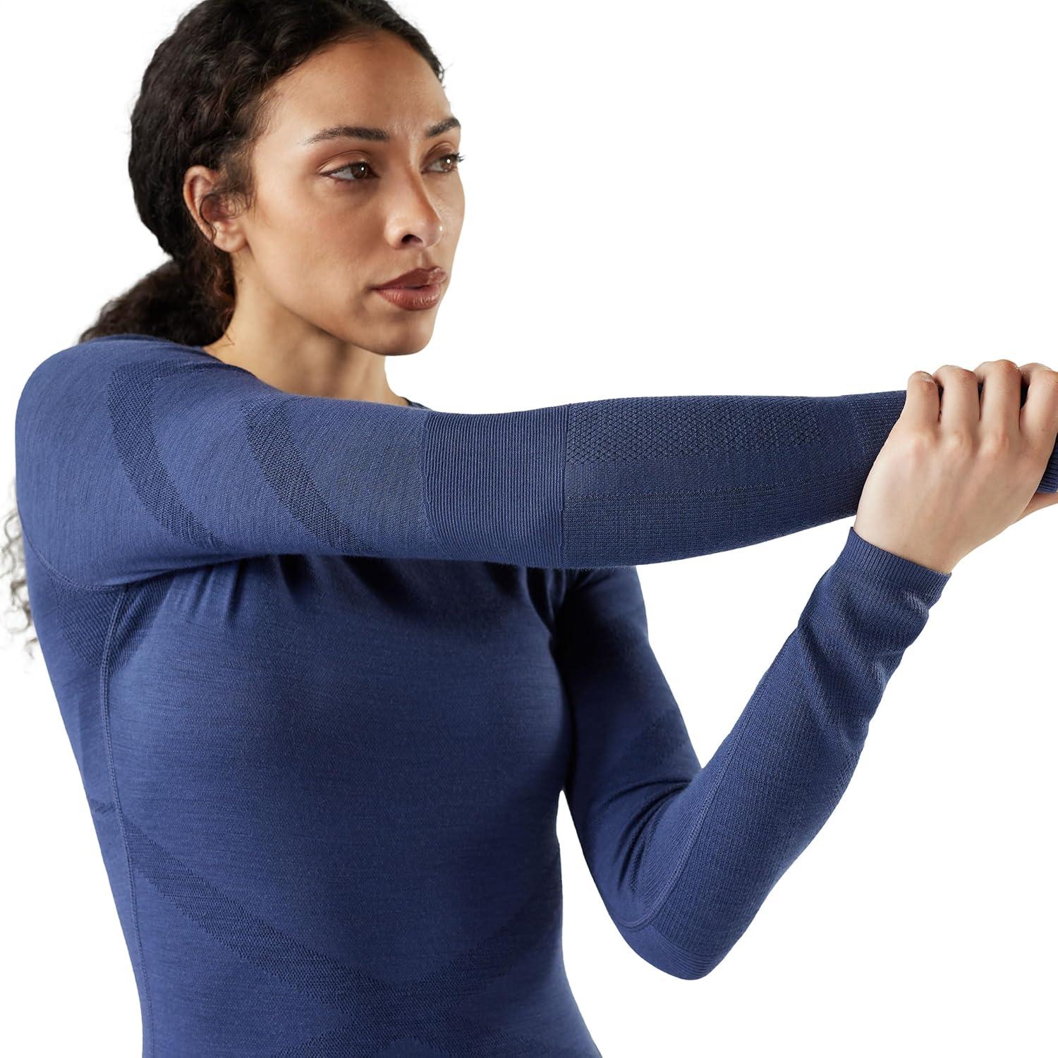 image:imageSmartwool Womens Intraknit Thermal Merino Base Layer Crew Breathable Merino Wool Long Sleeve ShirtNightfall Bluedeep Navy