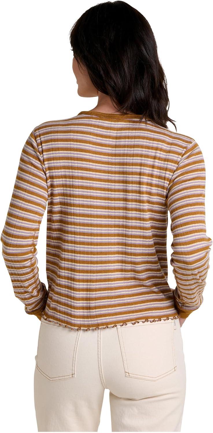 image:imageToadampCo Womens Foothill Pointelle Long Sleeve Crew IIKelp Stripe