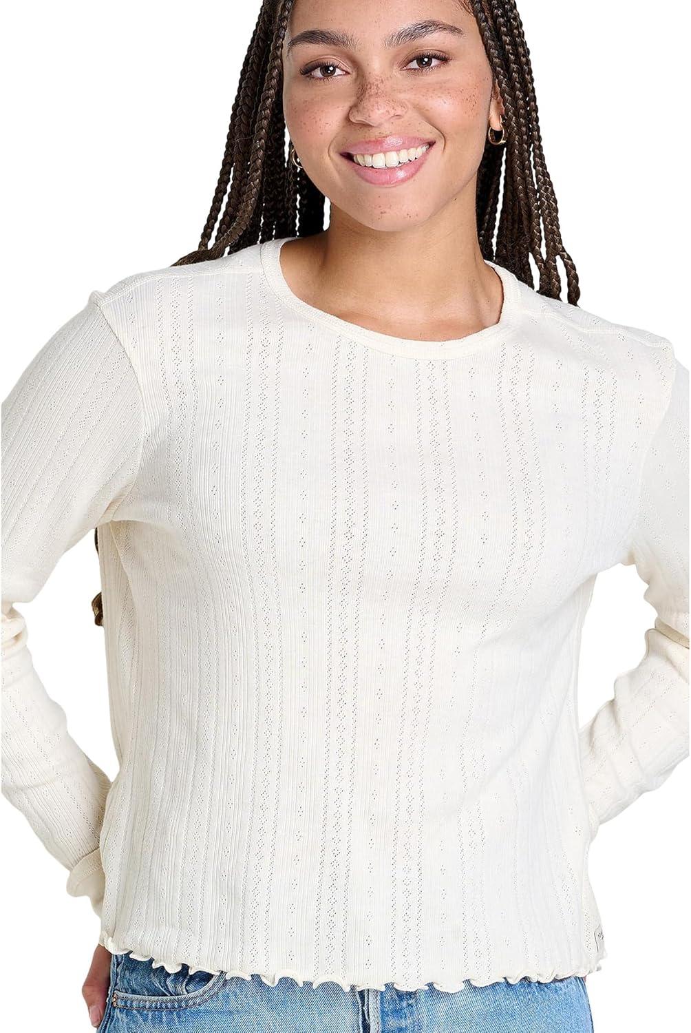 image:imageToadampCo Womens Foothill Pointelle Long Sleeve Crew IISalt