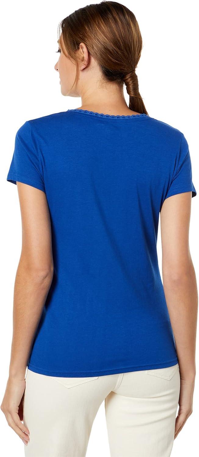 image:imageUS POLO ASSN Scallop Edge Trim VNeck Tee Shirt Sodalite Blue LG