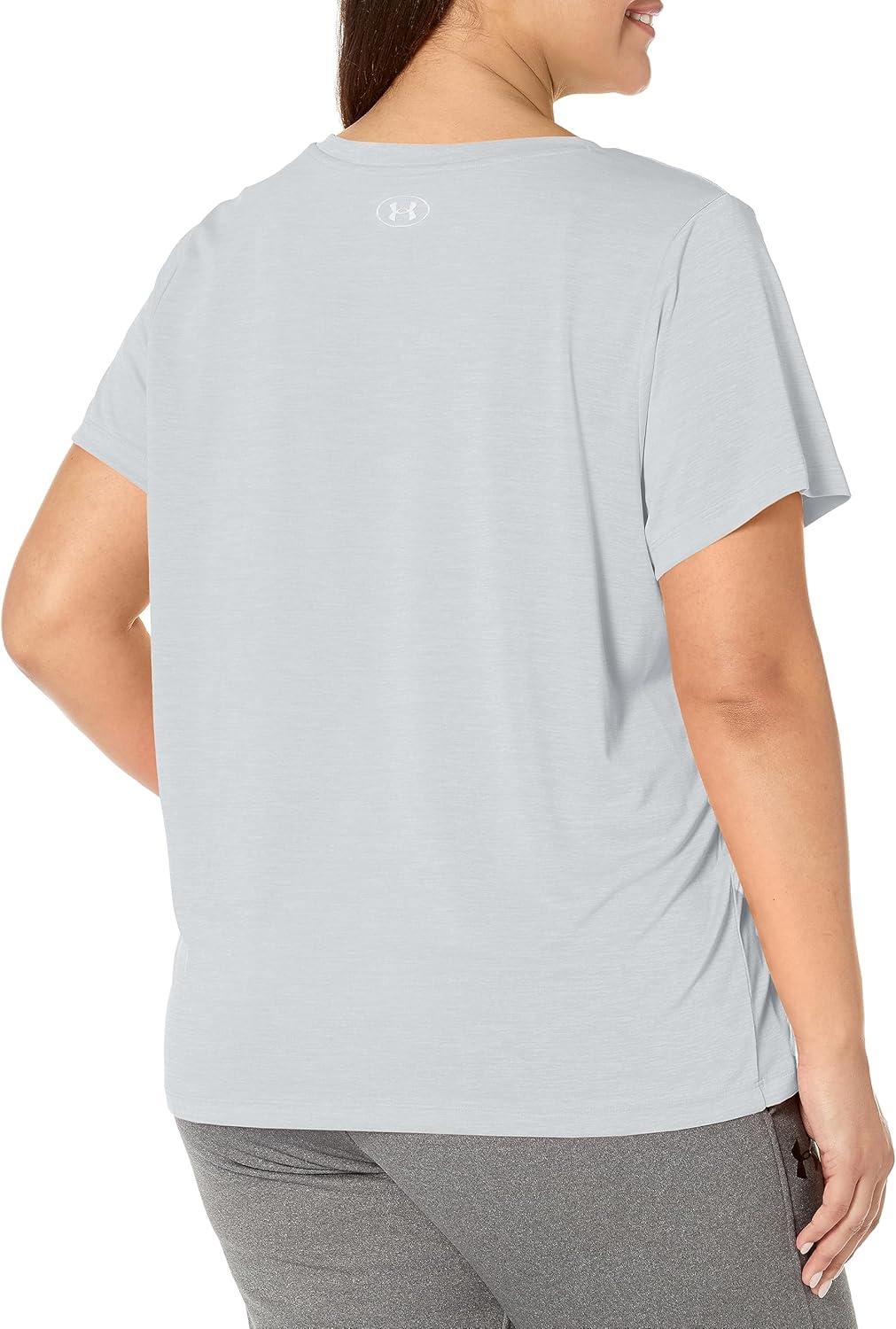 image:imageUnder Armour Womens Tech ShortSleeve VNeck Twist014 Halo Gray Metallic Silver