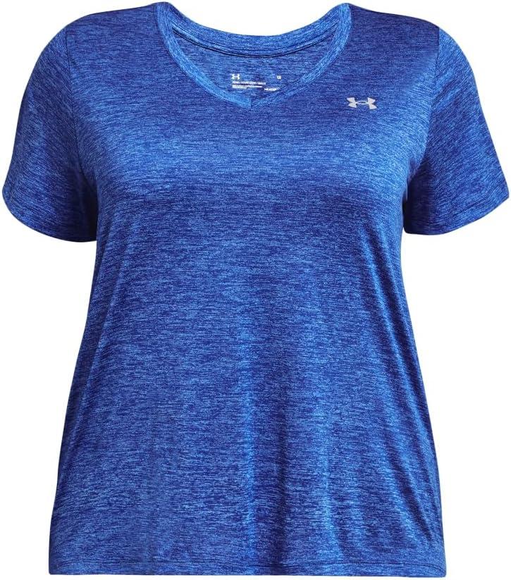 image:imageUnder Armour Womens Tech ShortSleeve VNeck Twist400 Team Royal Metallic Silver