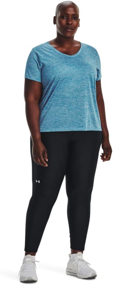 image:imageUnder Armour Womens Tech ShortSleeve VNeck Twist422 Capri Fuse Teal Metallic Silver
