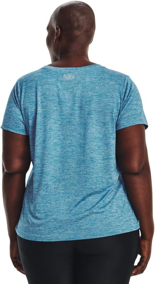 image:imageUnder Armour Womens Tech ShortSleeve VNeck Twist422 Capri Fuse Teal Metallic Silver