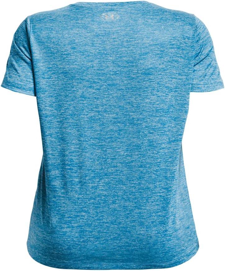 image:imageUnder Armour Womens Tech ShortSleeve VNeck Twist422 Capri Fuse Teal Metallic Silver