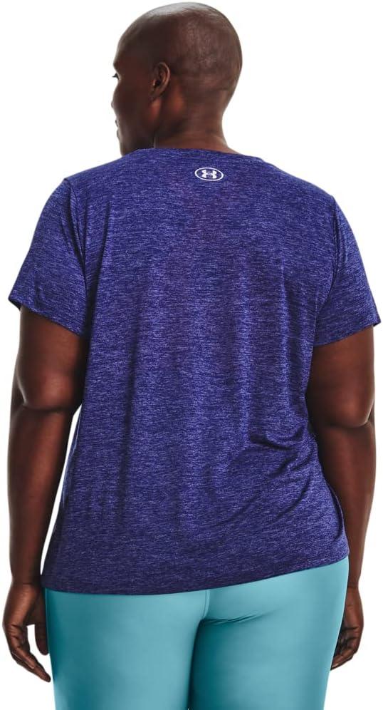 image:imageUnder Armour Womens Tech ShortSleeve VNeck Twist471 Sonar Blue Baja Blue Metallic Silver