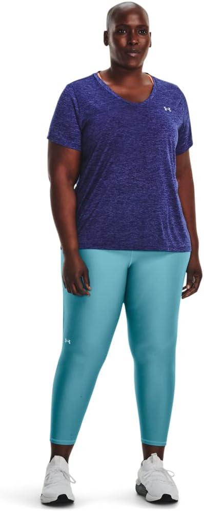 image:imageUnder Armour Womens Tech ShortSleeve VNeck Twist471 Sonar Blue Baja Blue Metallic Silver
