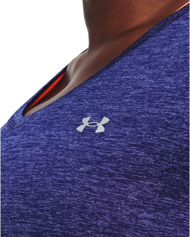 image:imageUnder Armour Womens Tech ShortSleeve VNeck Twist471 Sonar Blue Baja Blue Metallic Silver