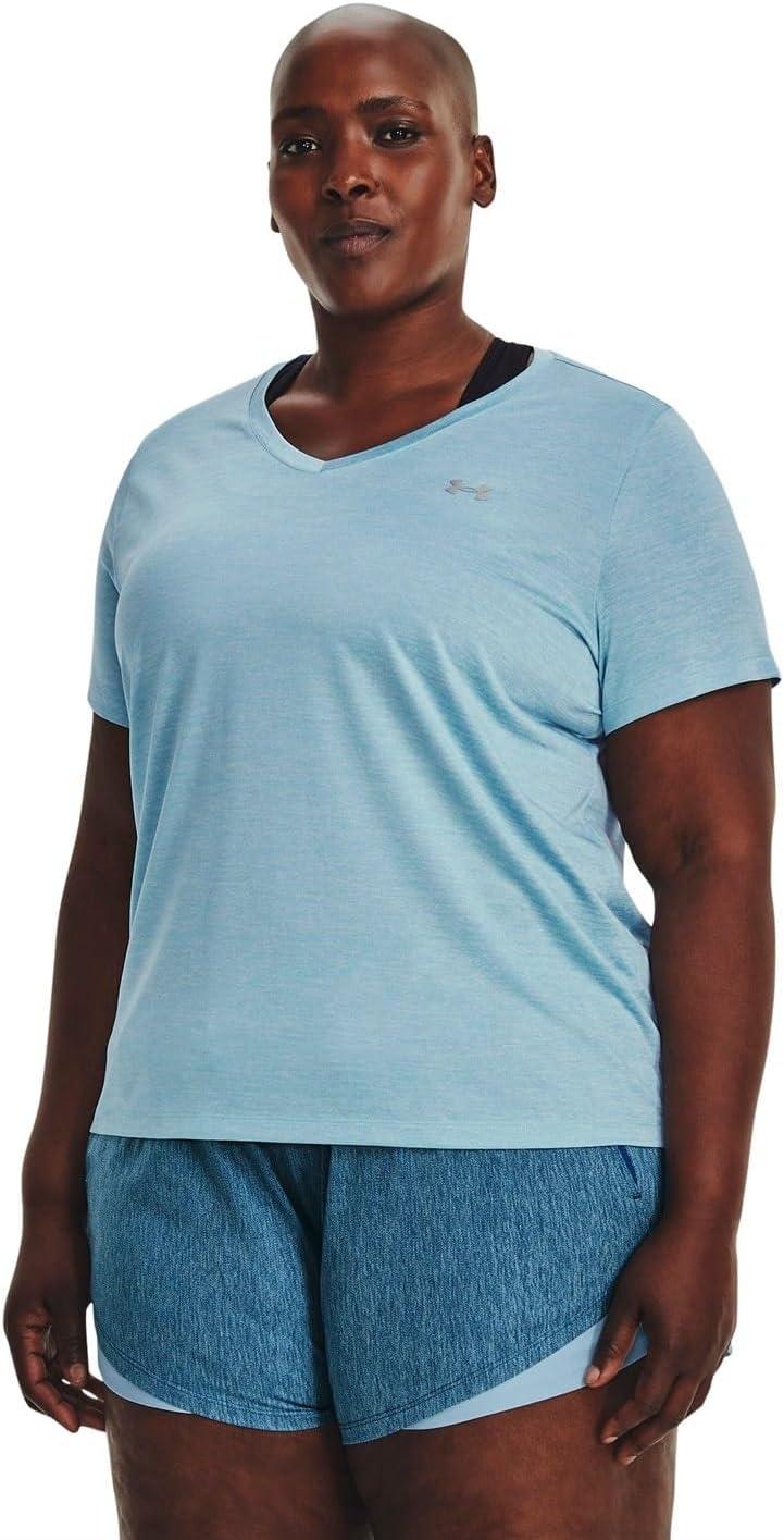 image:imageUnder Armour Womens Tech ShortSleeve VNeck Twist490 Blizzard White Metallic Silver