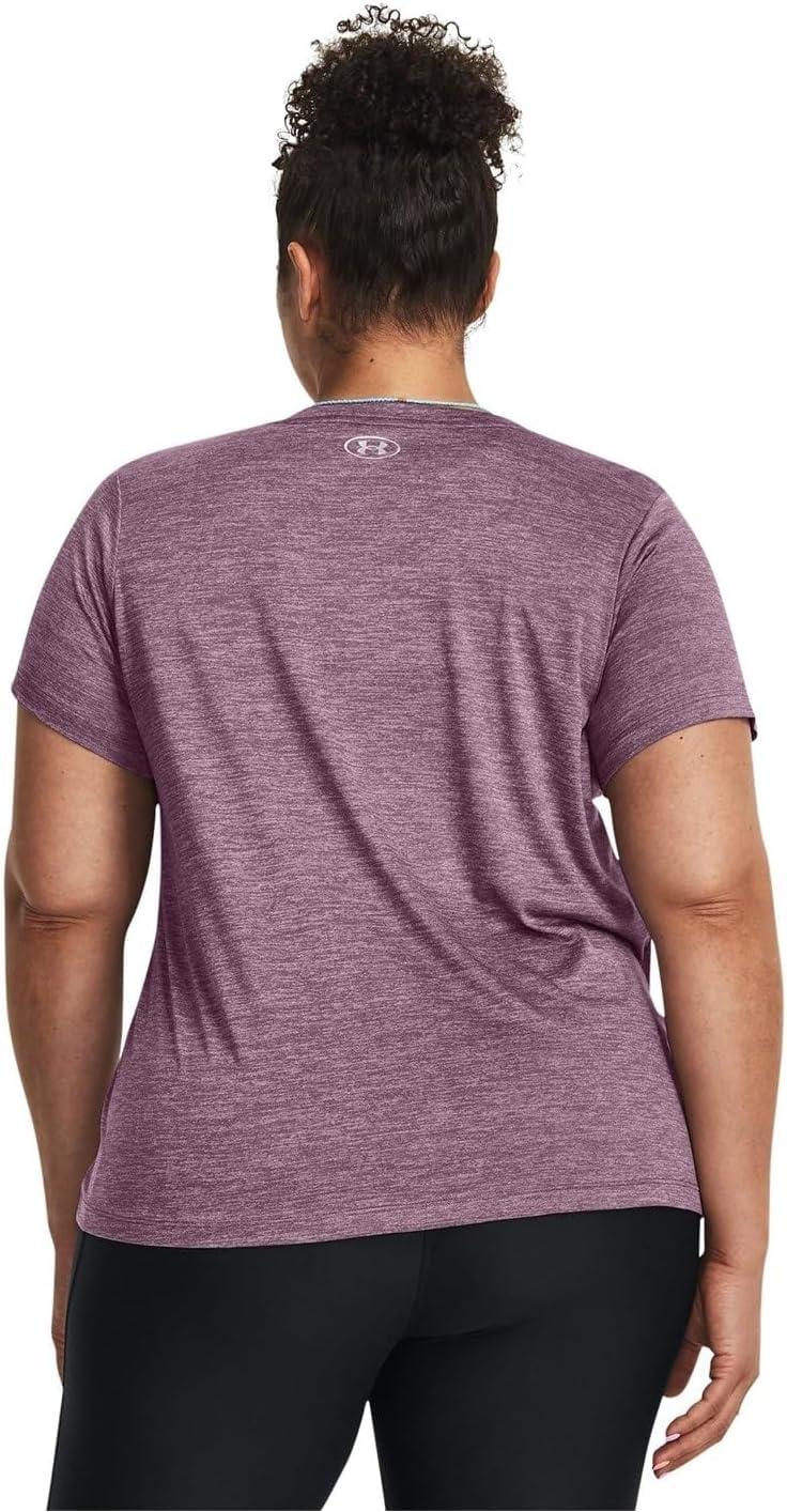 image:imageUnder Armour Womens Tech ShortSleeve VNeck Twist500 Misty Purple Metallic Silver