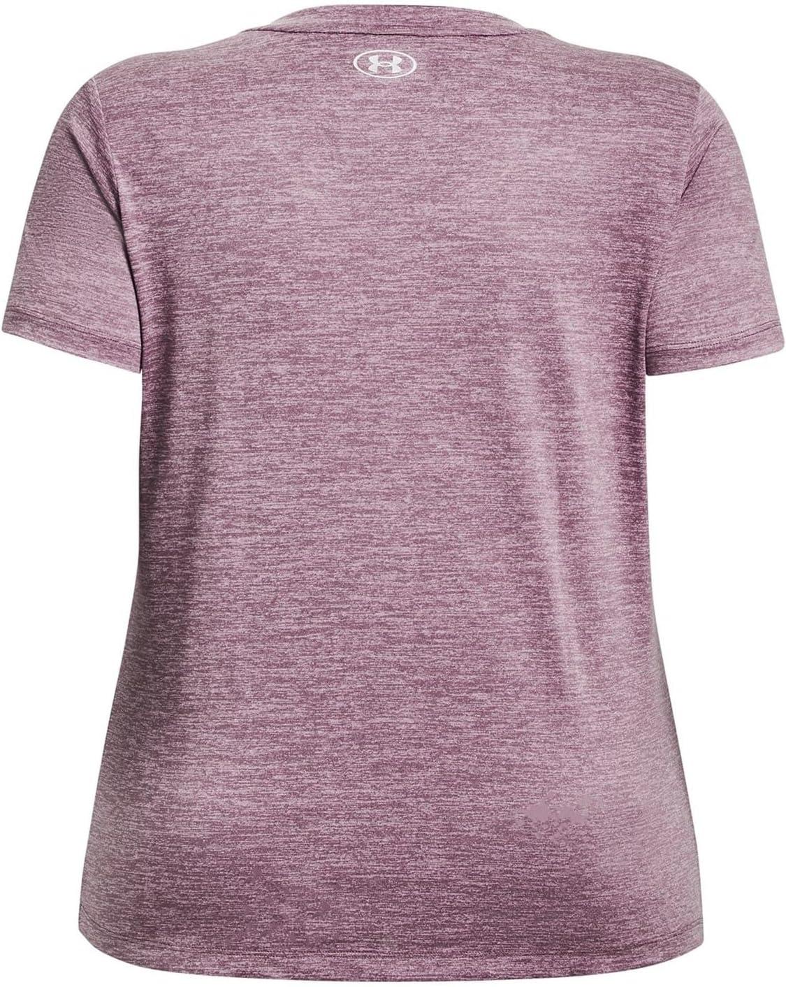 image:imageUnder Armour Womens Tech ShortSleeve VNeck Twist500 Misty Purple Metallic Silver