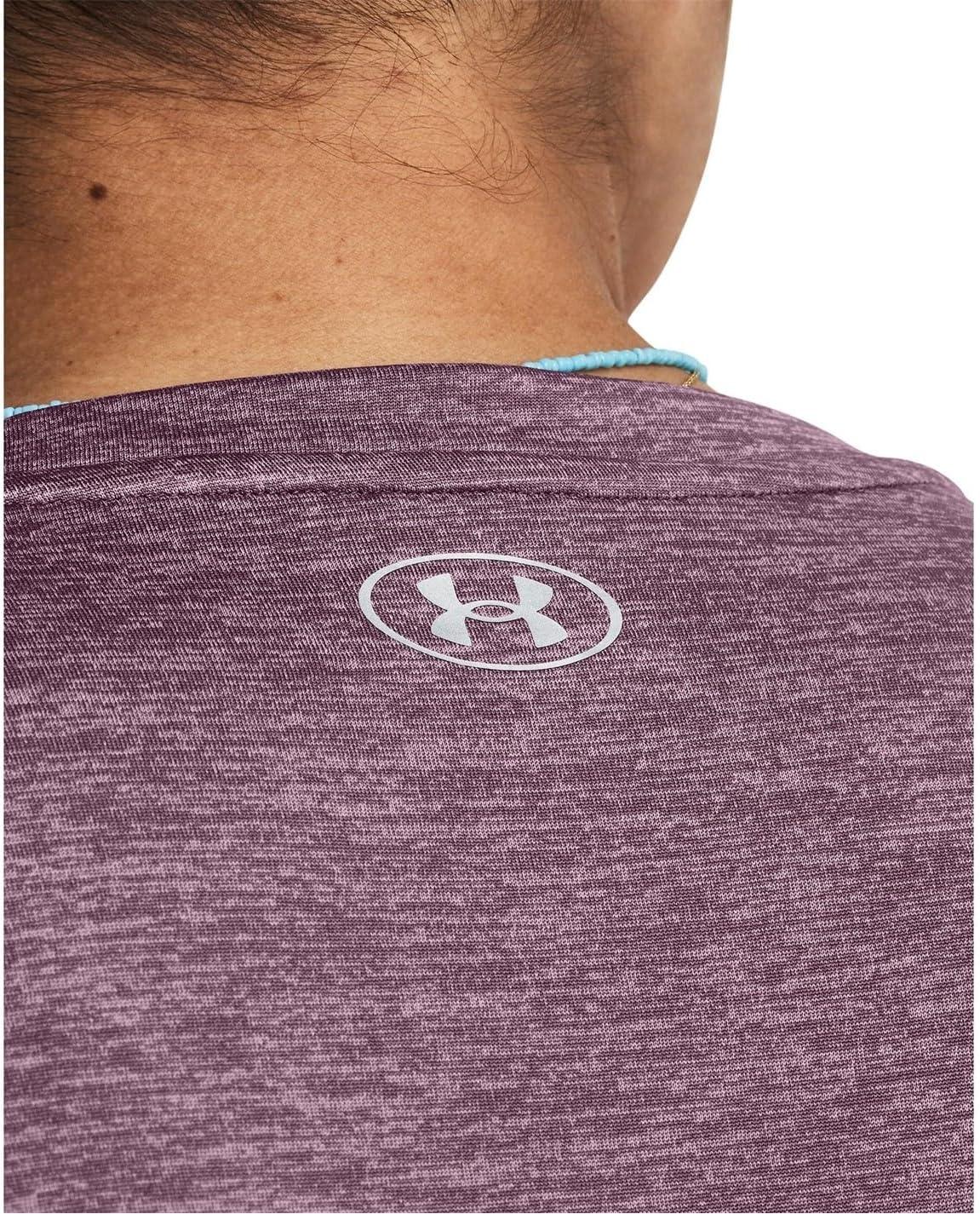 image:imageUnder Armour Womens Tech ShortSleeve VNeck Twist500 Misty Purple Metallic Silver