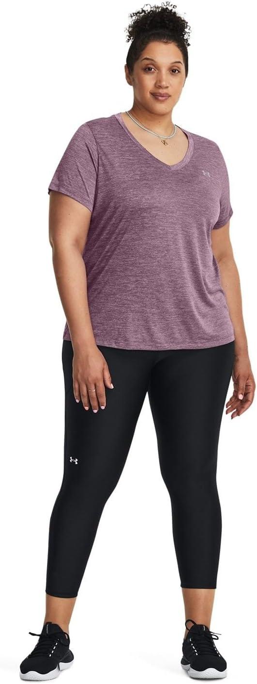 image:imageUnder Armour Womens Tech ShortSleeve VNeck Twist500 Misty Purple Metallic Silver
