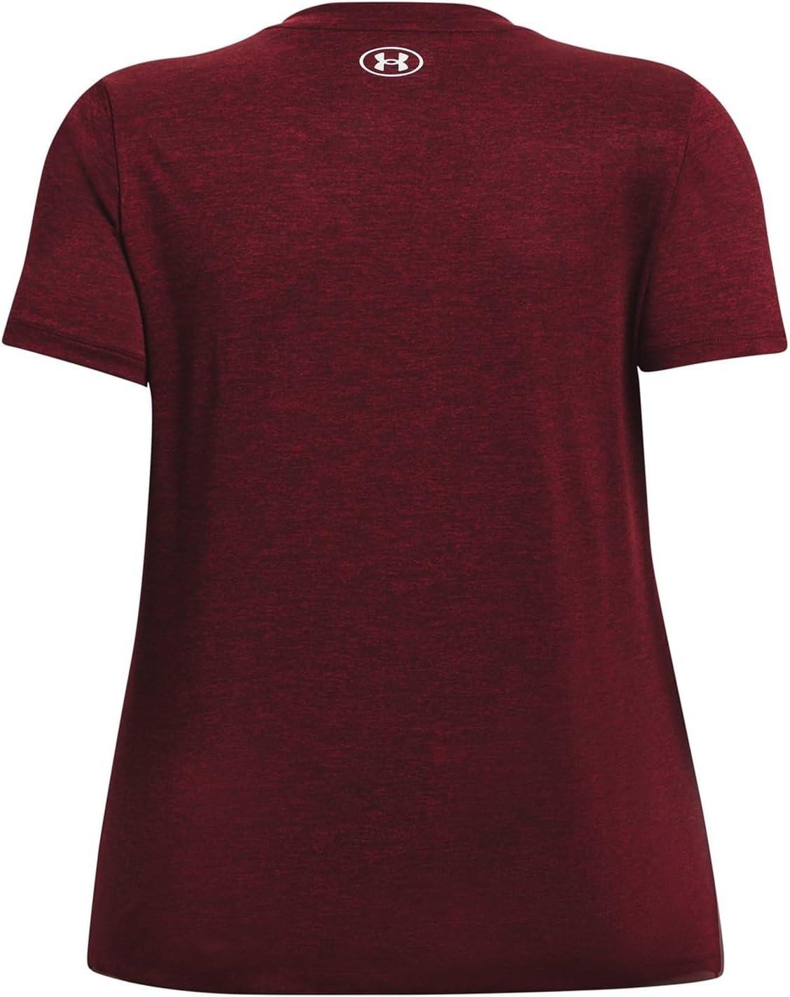 image:imageUnder Armour Womens Tech ShortSleeve VNeck Twist600 Dark Maroon Metallic Silver