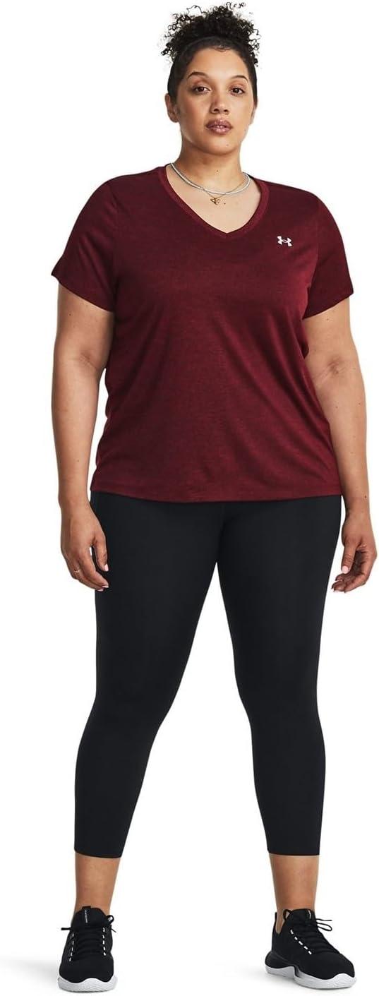 image:imageUnder Armour Womens Tech ShortSleeve VNeck Twist600 Dark Maroon Metallic Silver