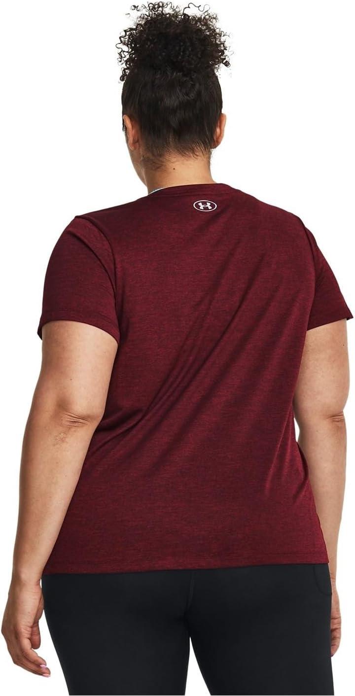 image:imageUnder Armour Womens Tech ShortSleeve VNeck Twist600 Dark Maroon Metallic Silver
