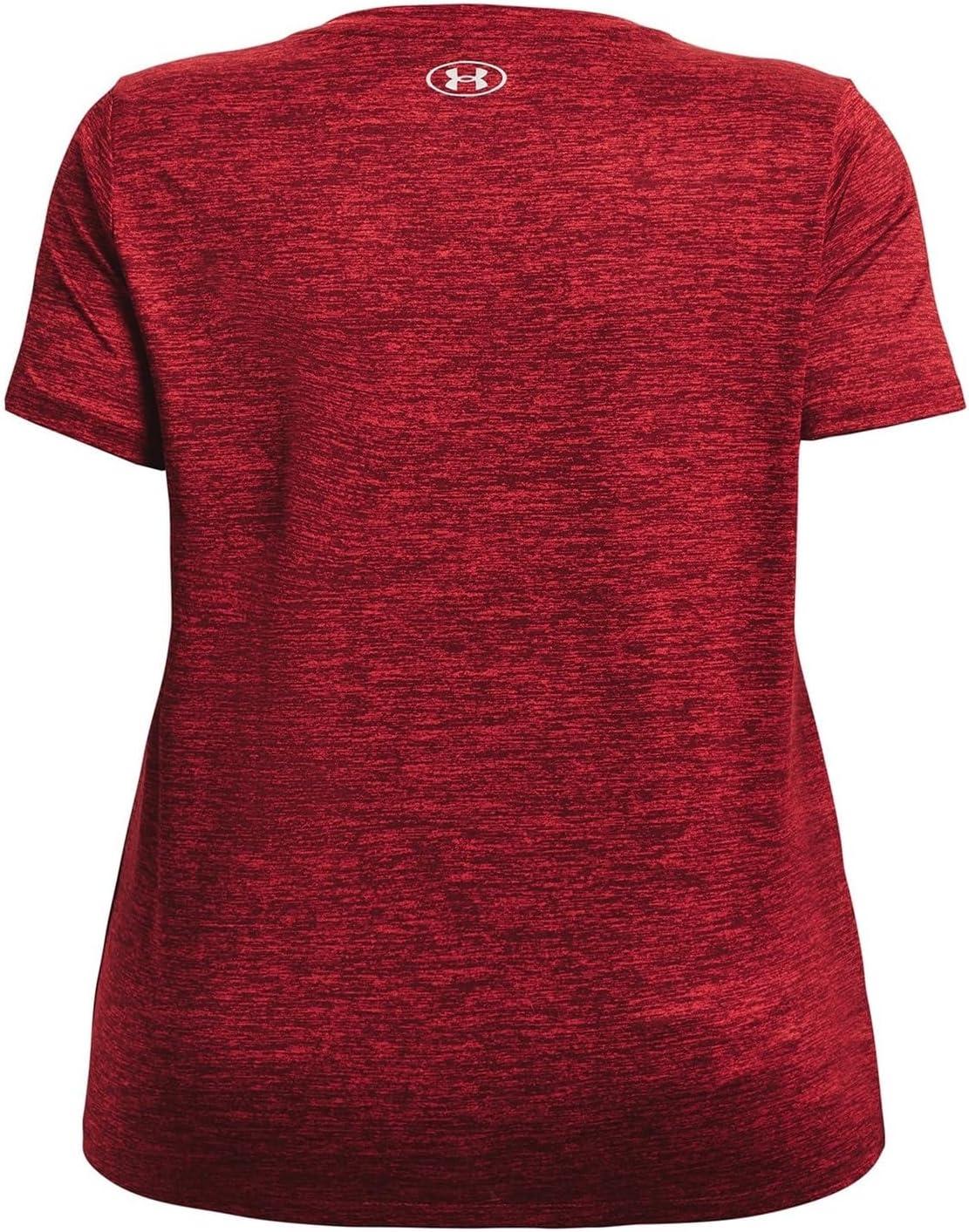 image:imageUnder Armour Womens Tech ShortSleeve VNeck Twist690 Chestnut Red Radio Red Metallic Silver