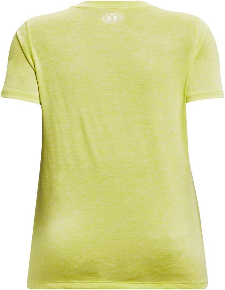 image:imageUnder Armour Womens Tech ShortSleeve VNeck Twist743 Lime Yellow Metallic Silver