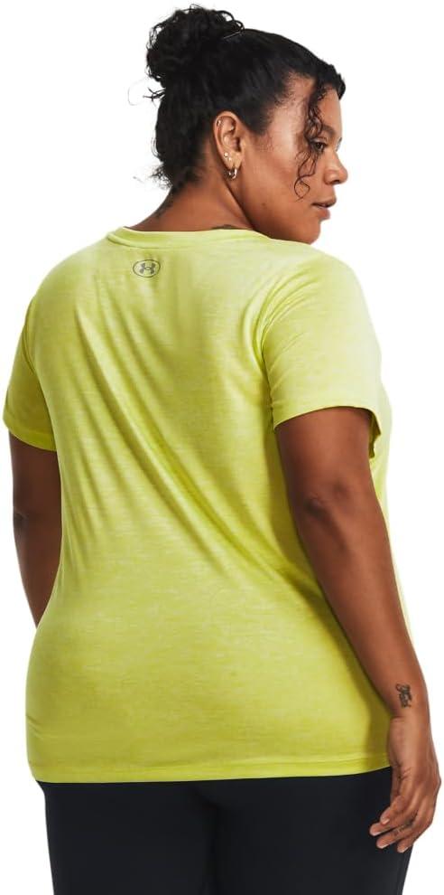 image:imageUnder Armour Womens Tech ShortSleeve VNeck Twist743 Lime Yellow Metallic Silver