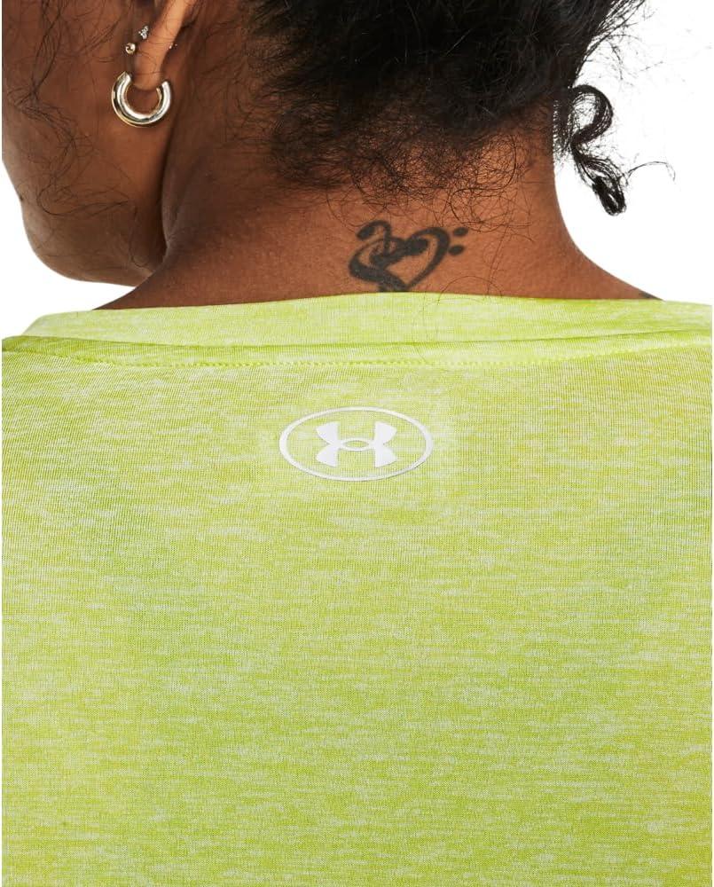 image:imageUnder Armour Womens Tech ShortSleeve VNeck Twist743 Lime Yellow Metallic Silver