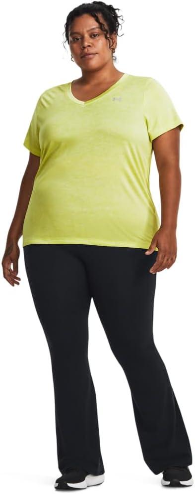 image:imageUnder Armour Womens Tech ShortSleeve VNeck Twist743 Lime Yellow Metallic Silver