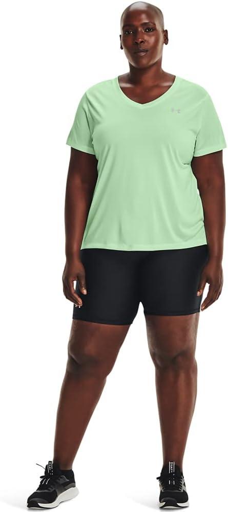 image:imageUnder Armour Womens Tech ShortSleeve VNeck TwistAqua Foam 335Metallic Silver