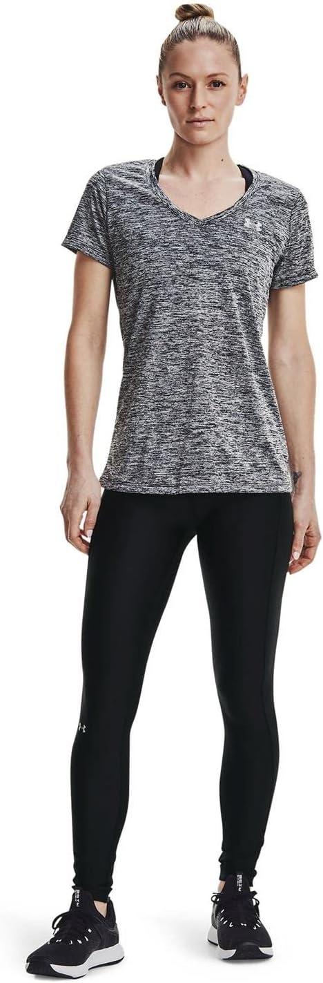 image:imageUnder Armour Womens Tech ShortSleeve VNeck TwistBlack Metallic Silver