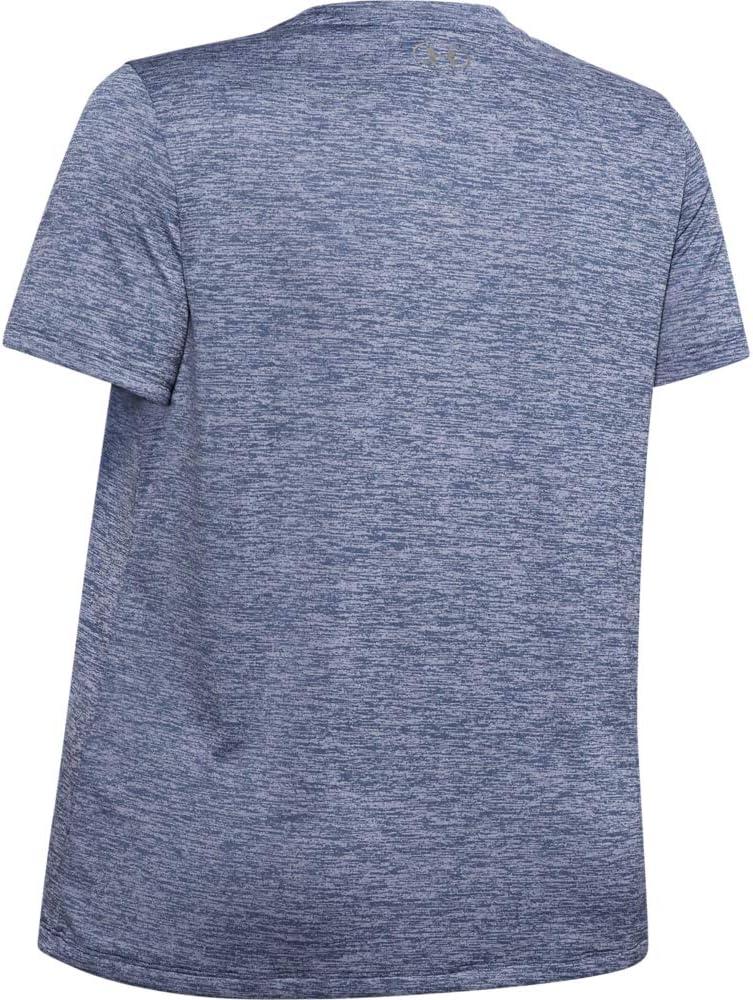 image:imageUnder Armour Womens Tech ShortSleeve VNeck TwistBlue Ink 497Metallic Silver