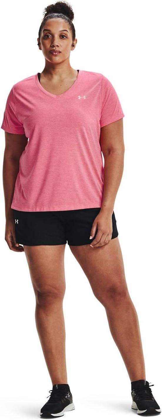 image:imageUnder Armour Womens Tech ShortSleeve VNeck TwistCerise 653Metallic Silver