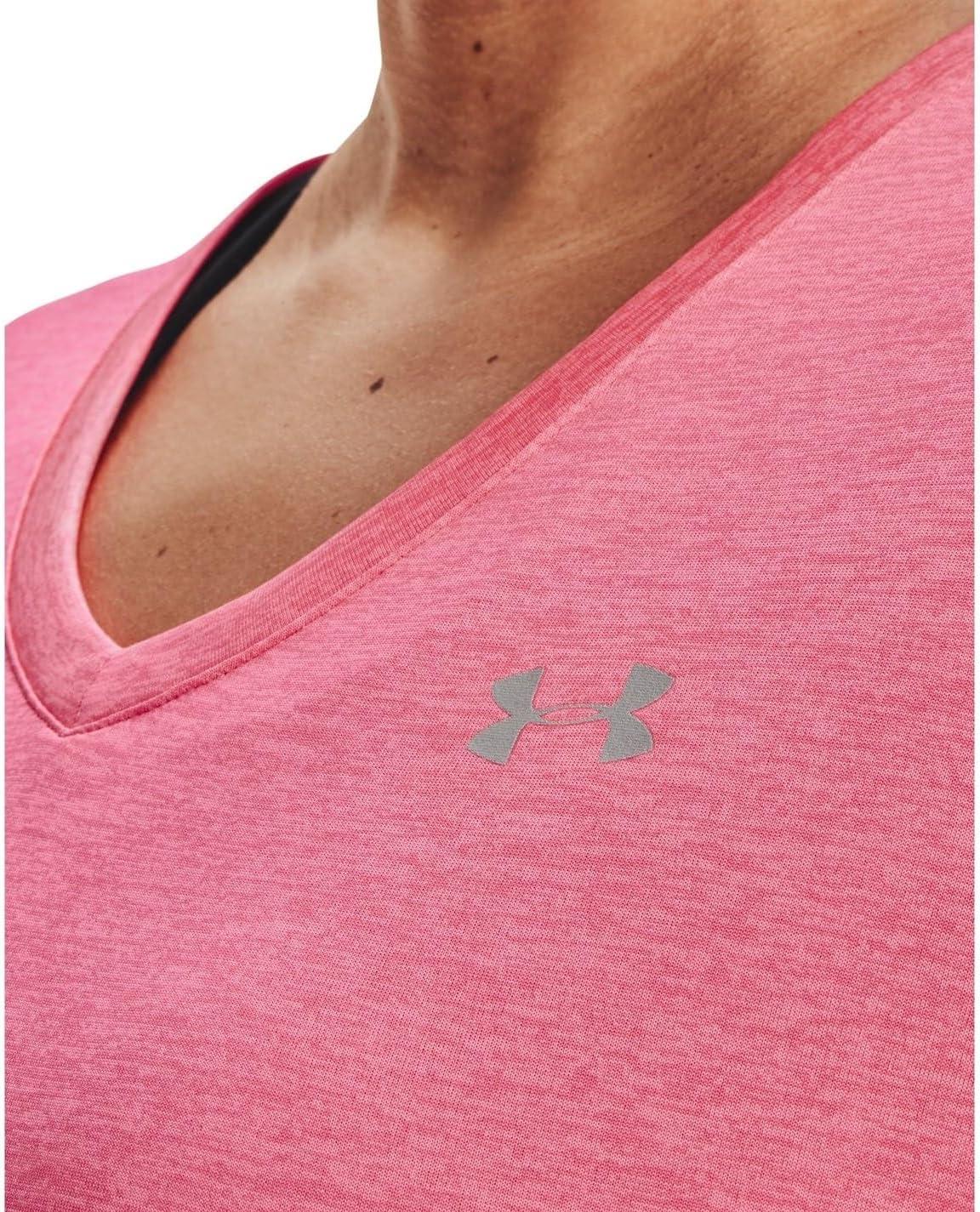 image:imageUnder Armour Womens Tech ShortSleeve VNeck TwistCerise 653Metallic Silver