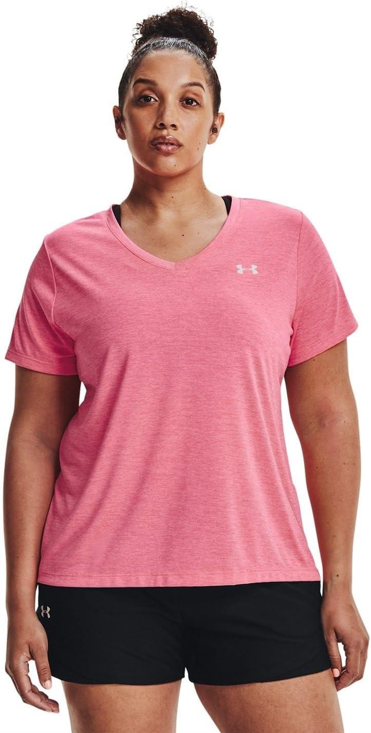 image:imageUnder Armour Womens Tech ShortSleeve VNeck TwistCerise 653Metallic Silver