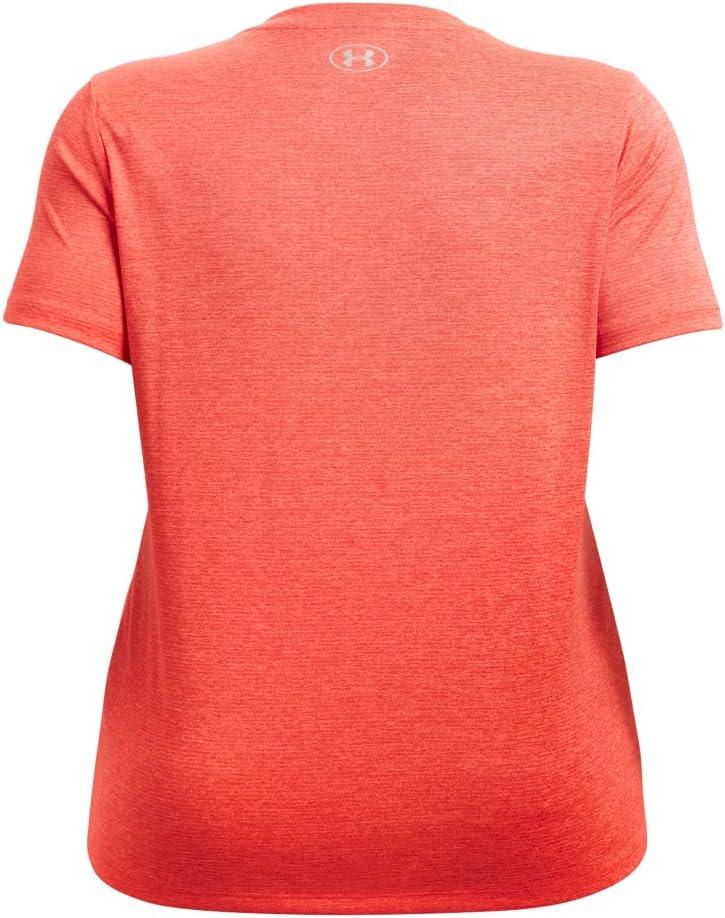 image:imageUnder Armour Womens Tech ShortSleeve VNeck TwistElectric Tangerine 824Metallic Silver