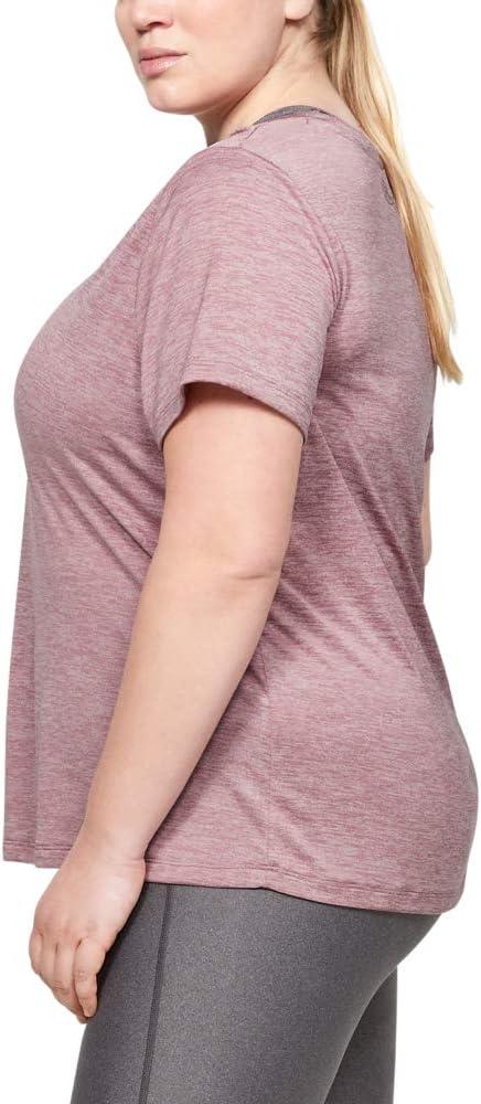 image:imageUnder Armour Womens Tech ShortSleeve VNeck TwistHushed Pink 662Metallic Silver