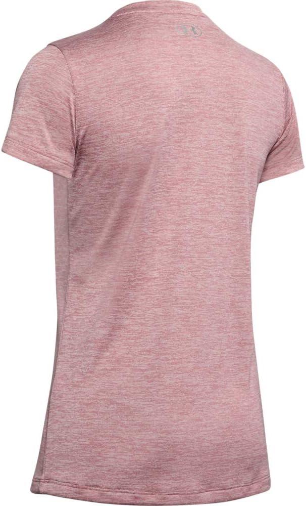 image:imageUnder Armour Womens Tech ShortSleeve VNeck TwistHushed Pink 662Metallic Silver