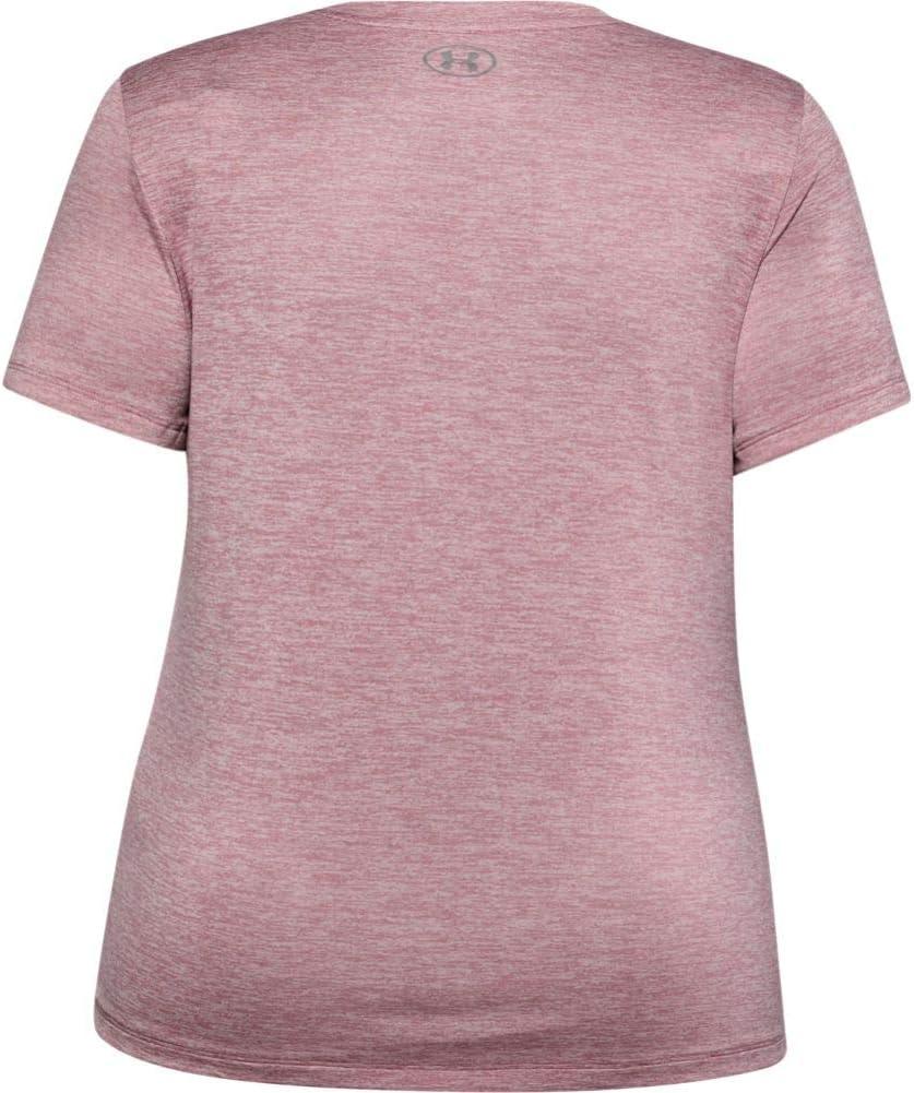 image:imageUnder Armour Womens Tech ShortSleeve VNeck TwistHushed Pink 662Metallic Silver