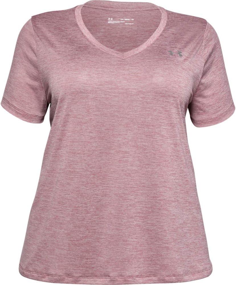 image:imageUnder Armour Womens Tech ShortSleeve VNeck TwistHushed Pink 662Metallic Silver
