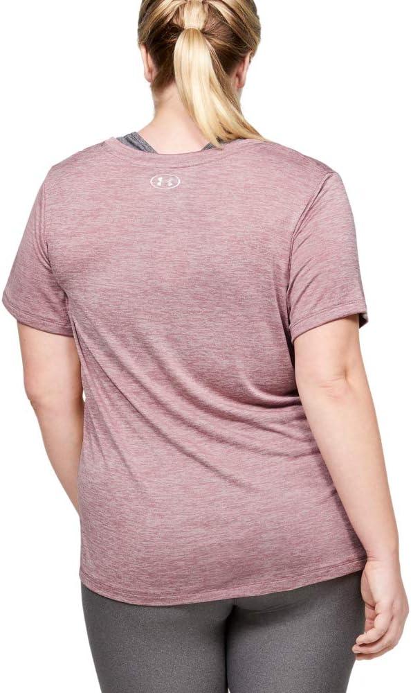 image:imageUnder Armour Womens Tech ShortSleeve VNeck TwistHushed Pink 662Metallic Silver