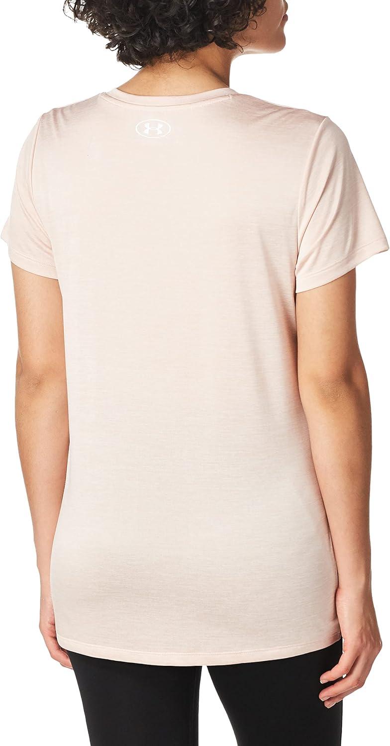 image:imageUnder Armour Womens Tech ShortSleeve VNeck TwistMicro Pink 685Metallic Silver