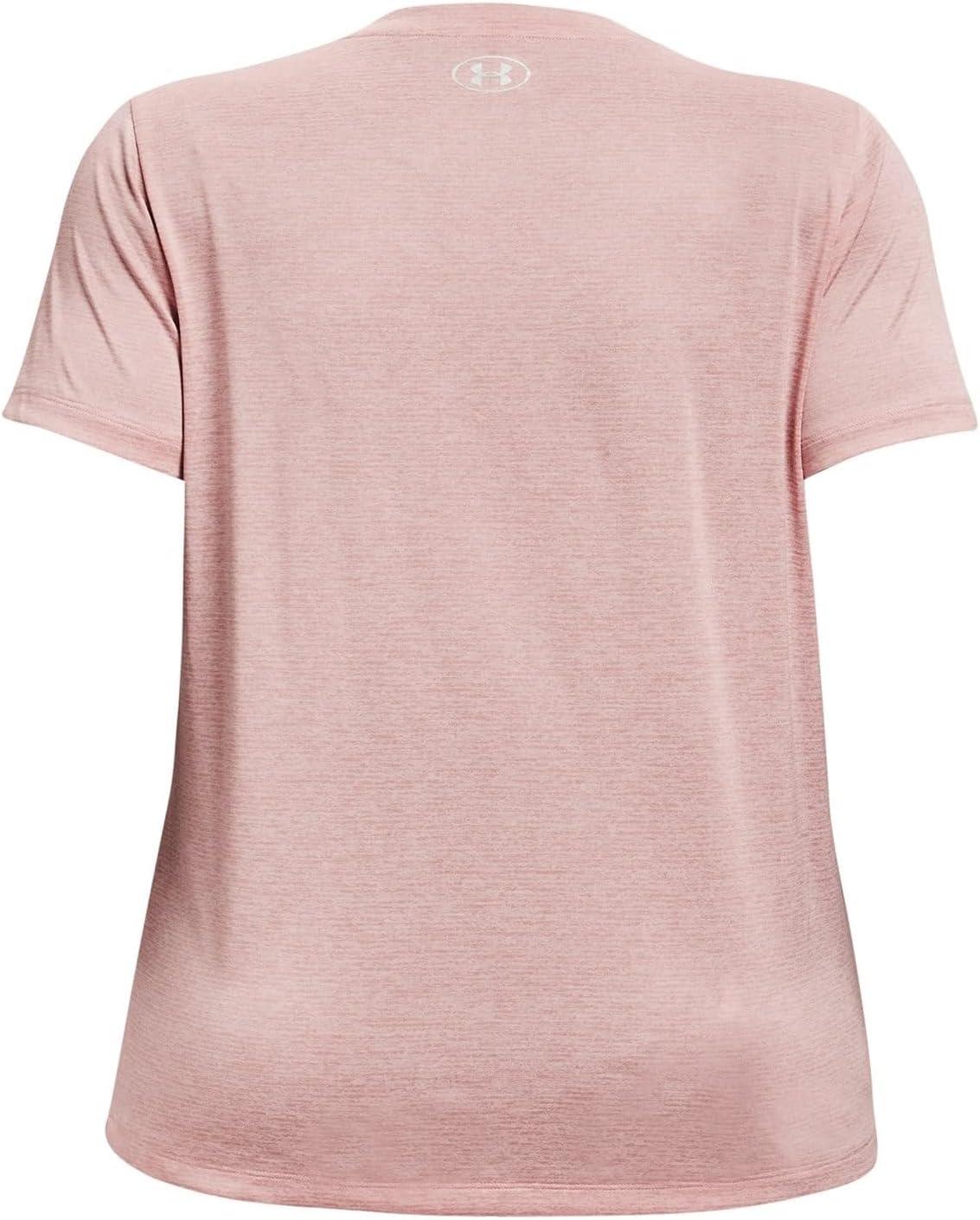 image:imageUnder Armour Womens Tech ShortSleeve VNeck TwistMicro Pink 685Metallic Silver