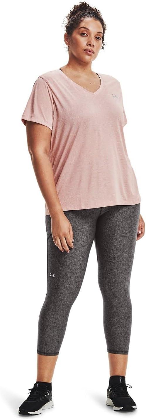 image:imageUnder Armour Womens Tech ShortSleeve VNeck TwistMicro Pink 685Metallic Silver