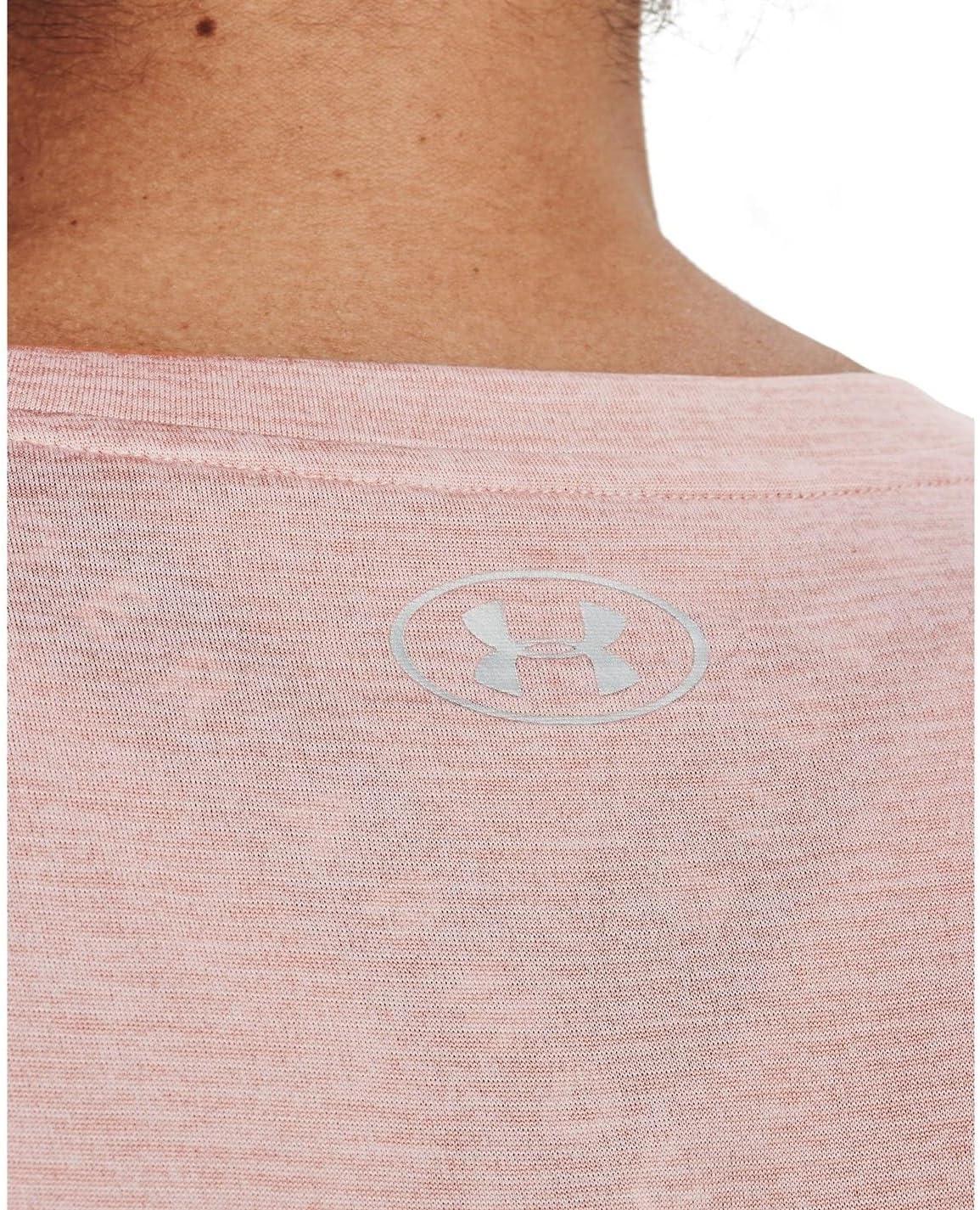 image:imageUnder Armour Womens Tech ShortSleeve VNeck TwistMicro Pink 685Metallic Silver