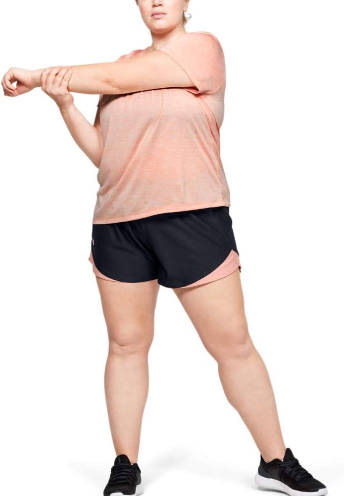 image:imageUnder Armour Womens Tech ShortSleeve VNeck TwistPeach Frost 845Metallic Silver