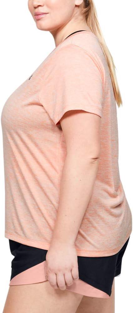 image:imageUnder Armour Womens Tech ShortSleeve VNeck TwistPeach Frost 845Metallic Silver