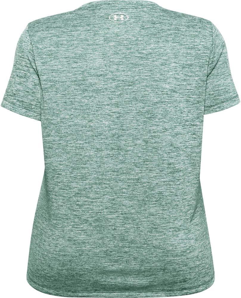 image:imageUnder Armour Womens Tech ShortSleeve VNeck TwistSaxon Green 386Tonal
