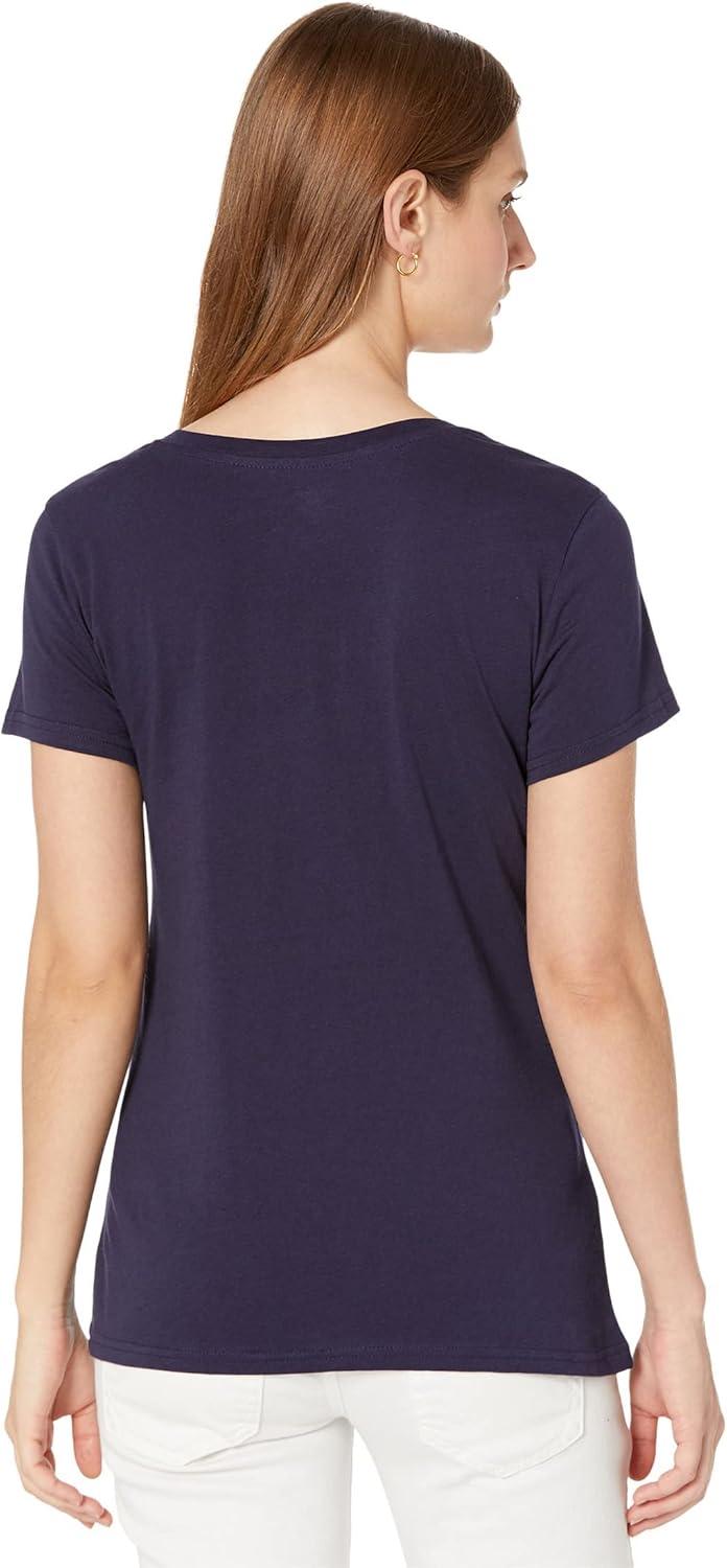 image:imageVNECK STRIPE FOIL GRAPHIC TSHIRTEvening Blue